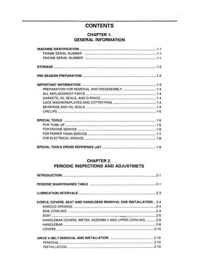 Preview: 1989 Yamaha PZ480P, PZ480EP, and Phazer II Snowmobile Service Manual (P/N LIT-12618-01–23)