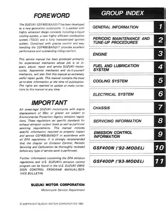 1991-1993 Suzuki GSF400 Bandit service manual Preview image 2