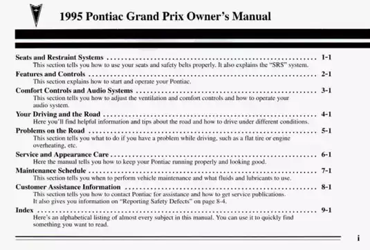 1995 Pontiac Grand Prix owner´s manual Preview image 2
