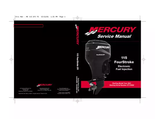 Mercury 115 FourStroke EFI Service Manual (2001 onwards)