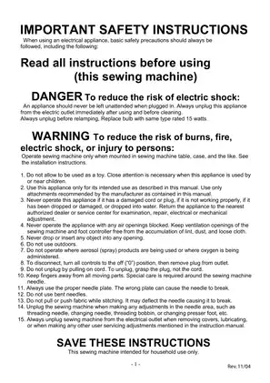 Comprehensive Instruction Manual for EURO-PRO Shark Sewing Machine Preview image 2