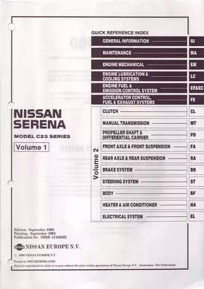 1991-1999 Nissan Serena C23 repair and service manual Preview image 2