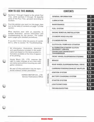 Honda Four Trax Service Manual - Comprehensive Vehicle Guide Preview image 3