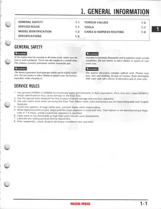 Honda Four Trax Service Manual - Comprehensive Vehicle Guide Preview image 4