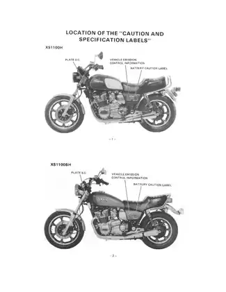 Yamaha XS1100H/XS1100SH Owner’s Manual - Comprehensive Guide for Safe Operation and Maintenance Preview image 3