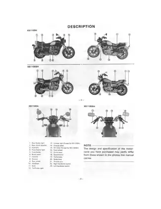 Yamaha XS1100H/XS1100SH Owner’s Manual - Comprehensive Guide for Safe Operation and Maintenance Preview image 4