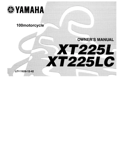 Preview: 1986–2006 Yamaha XT225L, XT225LC Owner's Manual (P/N LIT-11626-12–42)