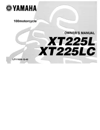 1986-2006 Yamaha XT225L, XT225LC owner`s manual