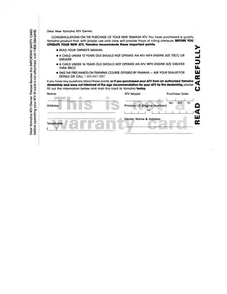 1986-2006 Yamaha XT225L, XT225LC owner`s manual Preview image 2