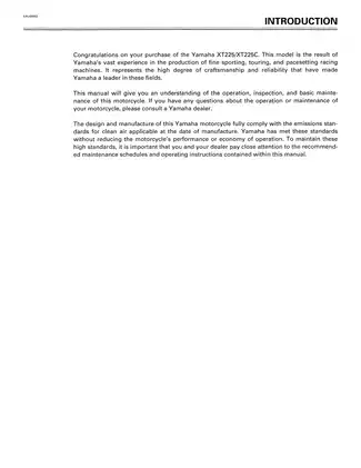Yamaha XT225/XT225C Owner's Manual (1998) - Comprehensive Maintenance and Safety Guide Preview image 4