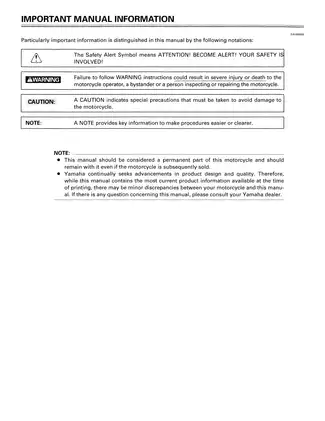 Yamaha XT225/XT225C Owner's Manual (1998) - Comprehensive Maintenance and Safety Guide Preview image 5