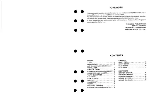 1985-2000 Yamaha XT350, XT350S, XT350L, XT350LC, XT350C, XT350E service guide Preview image 2