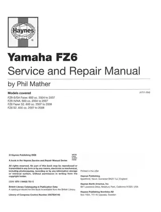 2004-2008 Yamaha FZ6 Fazer N S2 repair and service manual Preview image 2