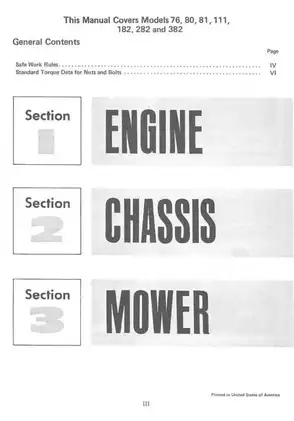International Cadet Lawn Tractors Service Manual (Models 76, 80, 81, 111, 182, 282, 382) [1984] Preview image 4