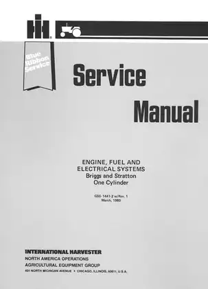 Cub Cadet Engine 55, 75, 85 IH riding lawn mower service manual Preview image 2
