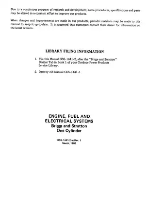 Briggs and Stratton One Cylinder Engine Service Manual (GSS-1441-2 Rev. 1) Preview image 3