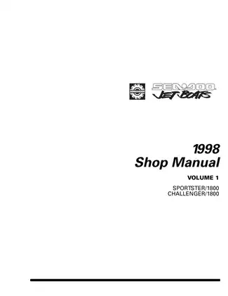 1998 Bombardier Sea-Doo Jet Boat - Sportster Challenger Speedster shop manual Preview image 2