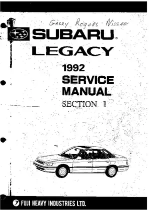 Official Subaru Legacy 1992 Service Manual - Complete Repair Guide