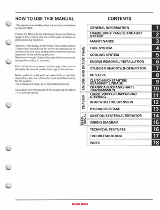 Honda CR125R Motorcycle Service Manual (2000-2003) Preview image 3