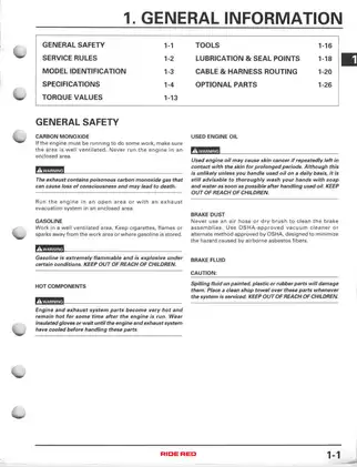 Honda CR125R Motorcycle Service Manual (2000-2003) Preview image 5