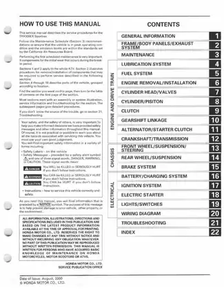Honda TRX300EX Sportrax Service Manual (2001-2006) - Comprehensive Repair & Maintenance Guide Preview image 3