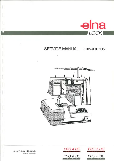 Elna Lock PRO DC/DE Series Service Manual (P/N 396900-02)