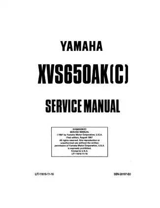 Yamaha XVS 650 Service Manual - Comprehensive Guide for Maintenance and Repairs Preview image 2