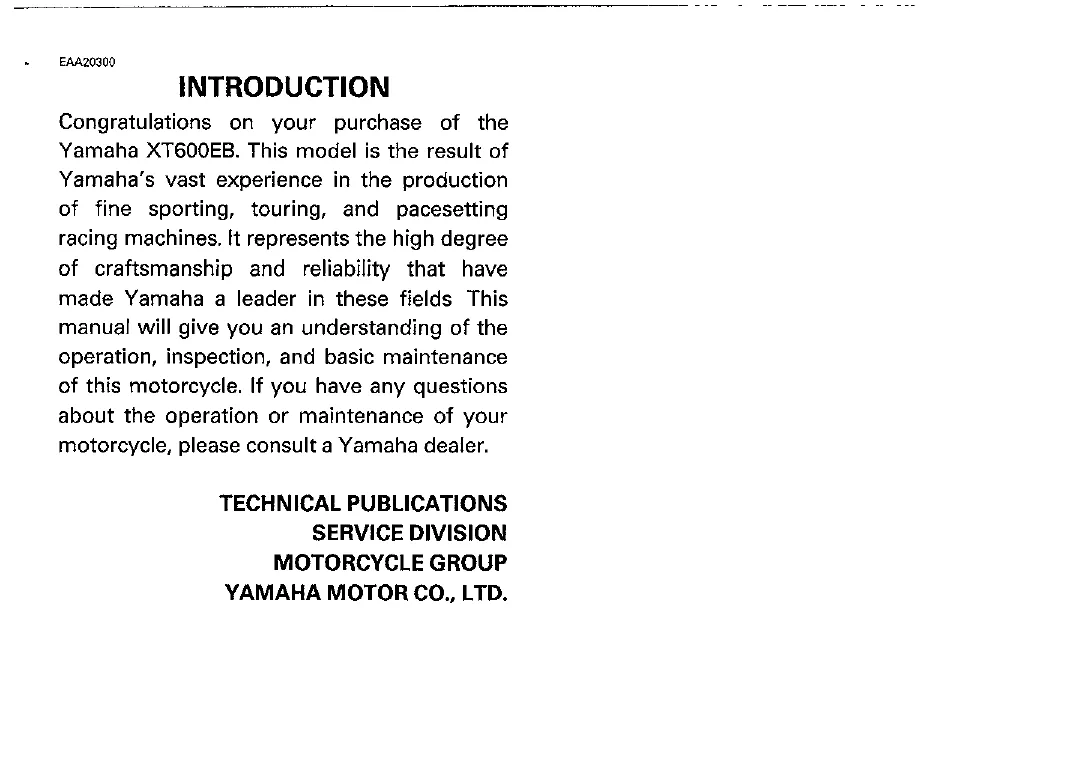 1983-2003 Yamaha XT 600 service manual Preview image 3