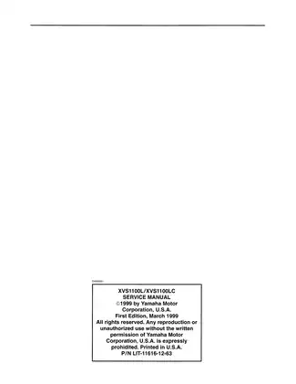 Yamaha XVS1100L/XVS1100LC Motorcycle Service Manual (1999 Edition) Preview image 2