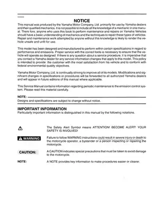 Yamaha XVS1100L/XVS1100LC Motorcycle Service Manual (1999 Edition) Preview image 3