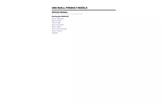 2005 Buell Firebolt Service Manual - Complete Digital Guide