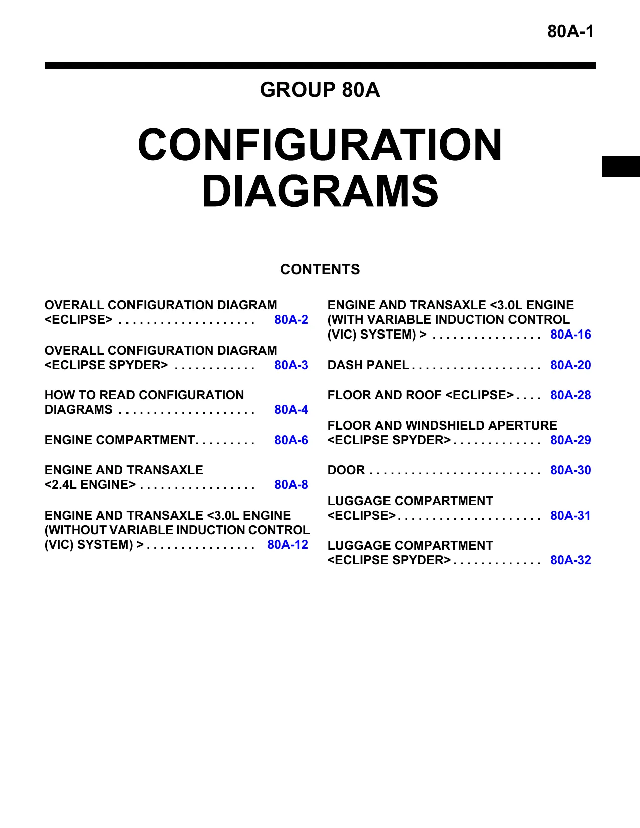 2003-2005 Mitsubishi Eclipse, Eclipse Spyder shop manual