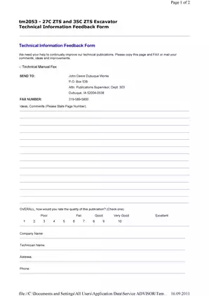 John Deere 27C ZTS & 35C ZTS Excavator Technical Service Manual - TM2053 Preview image 4