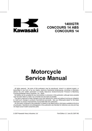 2008-2009 Kawasaki 1400 GTR Concours 14 motorcycle service manual Preview image 5