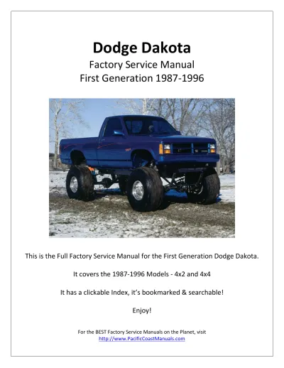 Preview: Dodge Dakota 4x2 & 4x4 Factory Service & Repair Manual OEM, 1987–1996 - (P/N 81-370-5110)