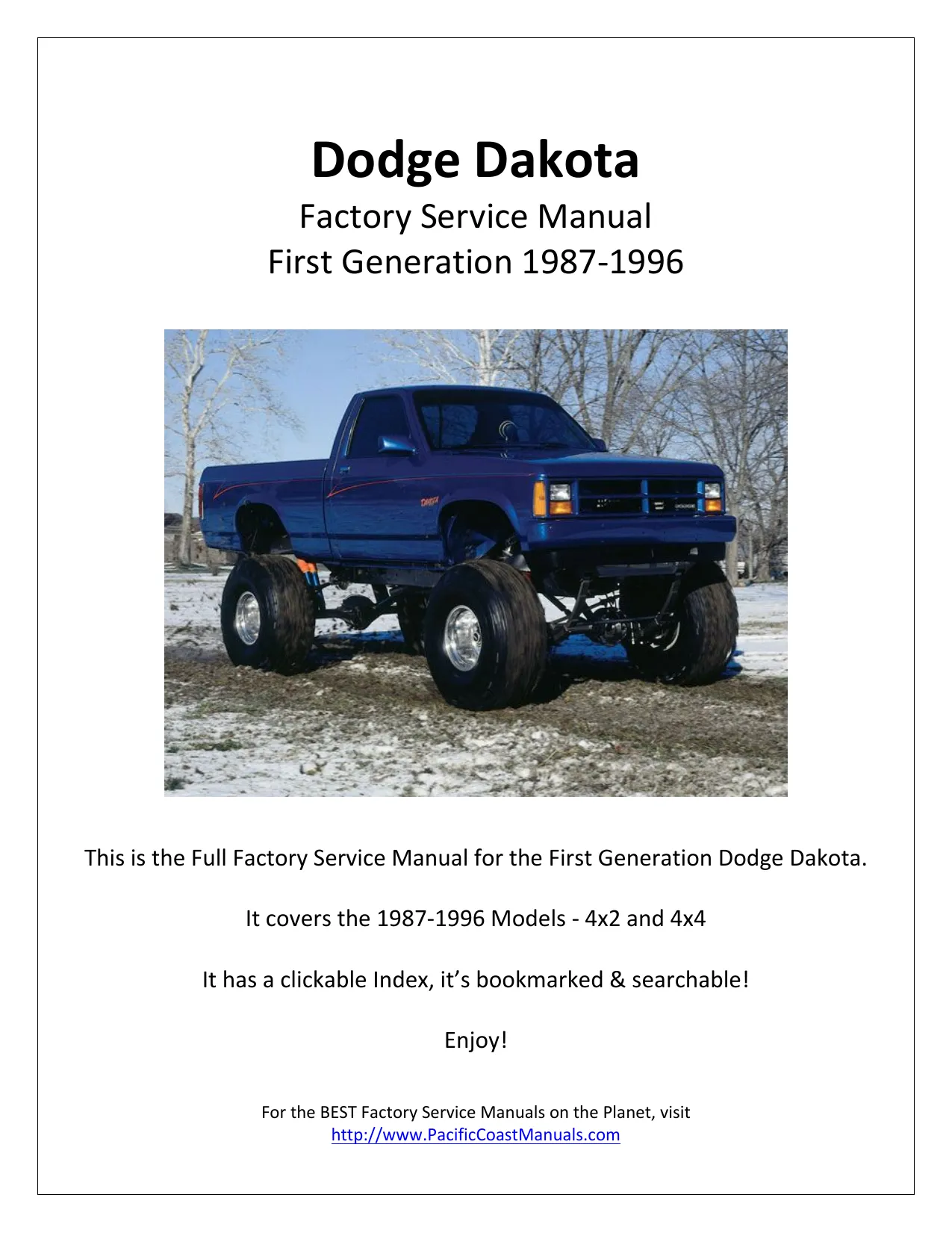 1987-1996 Dodge Dakota 4x2 & 4x4 Truck factory service manual Preview image 1