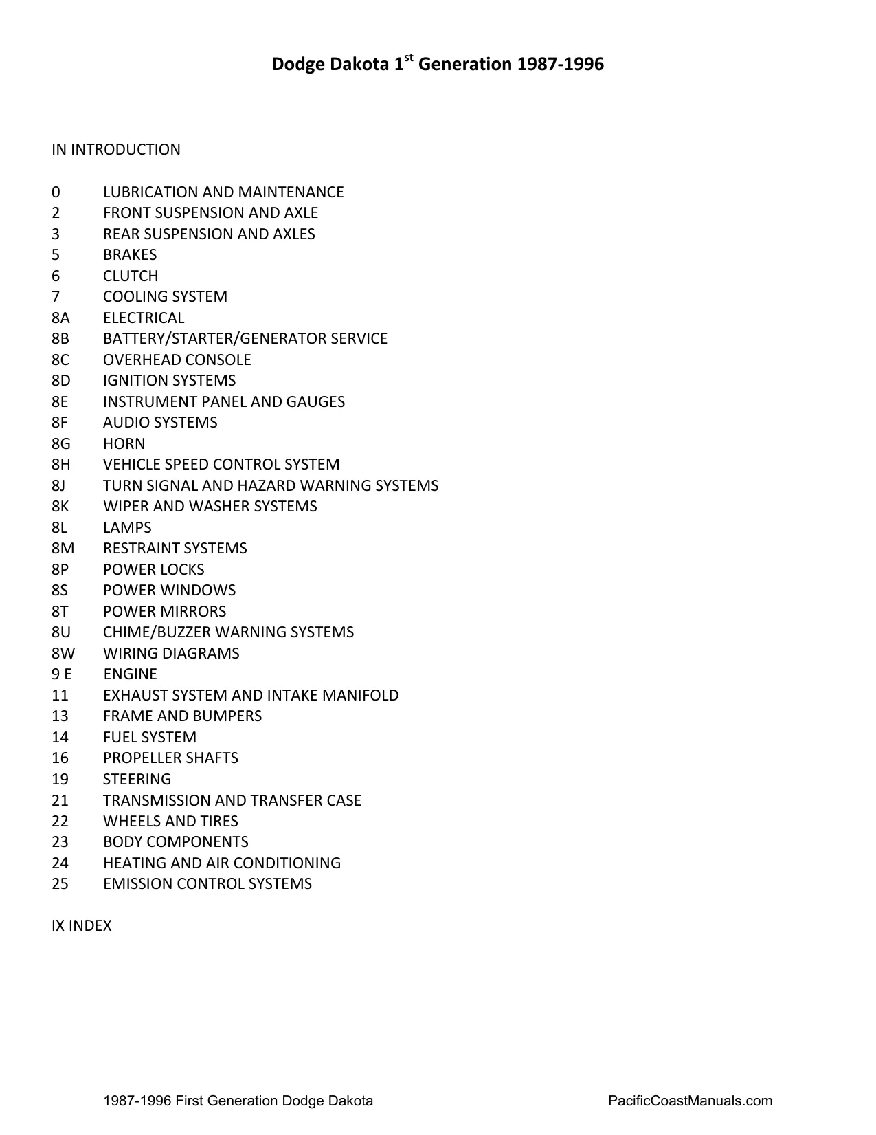 1987-1996 Dodge Dakota 4x2 & 4x4 Truck factory service manual Preview image 2