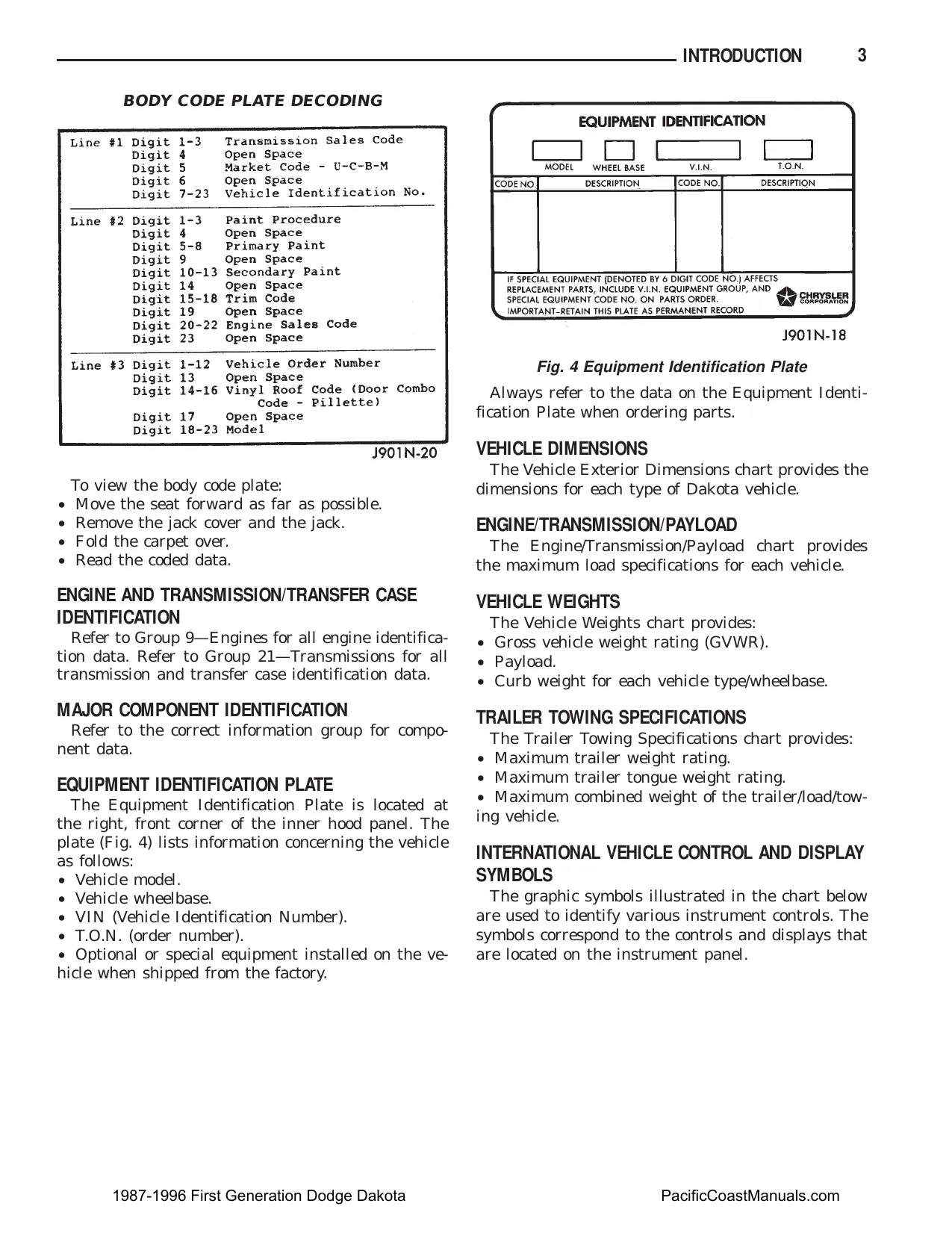 1987-1996 Dodge Dakota 4x2 & 4x4 Truck factory service manual Preview image 5