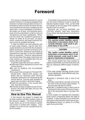 Kawasaki KX250F Motorcycle Service Manual and Maintenance Guide Preview image 5