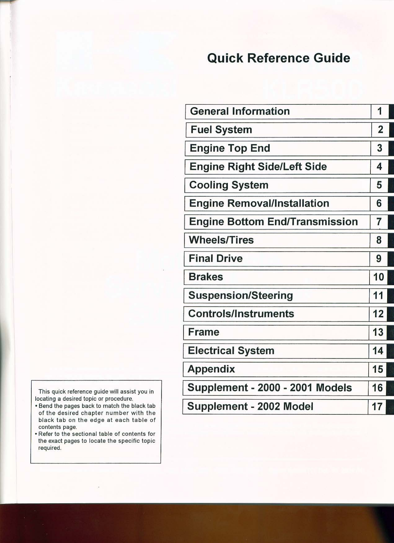1987-2007 Kawasaki KLR 500, KLR 650 service manual Preview image 2