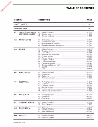 2004 Bombardier Outlander Workshop Manual - Service Guide for 330 HO and 400 HO Models Preview image 3