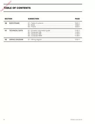 2004 Bombardier Outlander Workshop Manual - Service Guide for 330 HO and 400 HO Models Preview image 4