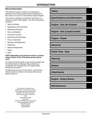 John Deere Gator Utility Vehicle 4x2 & 4x6 Technical Manual Preview image 3