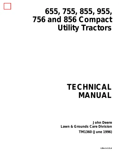 Preview: 1986–1996 John Deere 655, 755, 855, 955, 756, 856 Service Manual (P/N TM1360)
