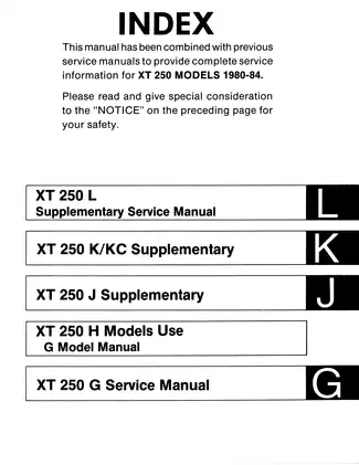 1980-1984 Yamaha XT250 service manual Preview image 4