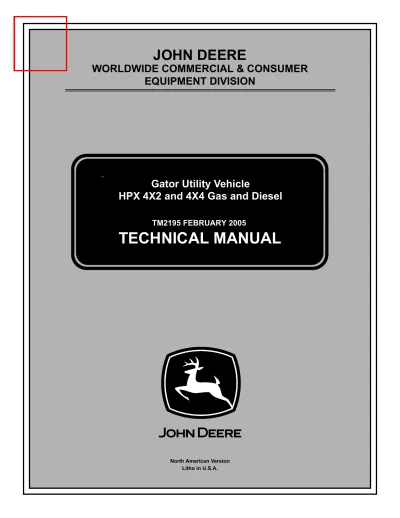 John Deere Gator HPX, 4x2, 4x4 Technical Manual (P/N TM2195)