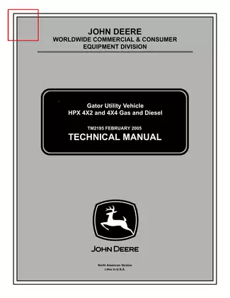 John Deere Gator HPX 4X2 4X4 utility vehicle technical manual 