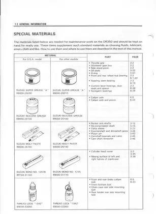 Suzuki 1990-1999 Suzuki DR350S, DR350SE service manual manual preview page 4 - thumbnail
