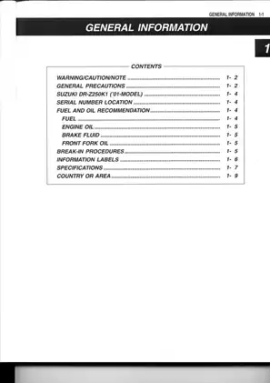 2001-2009 Suzuki DR-Z250 manual Preview image 5