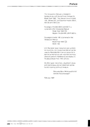 Mercedes Benz W124 Model Maintenance Manual (1992) Preview image 4